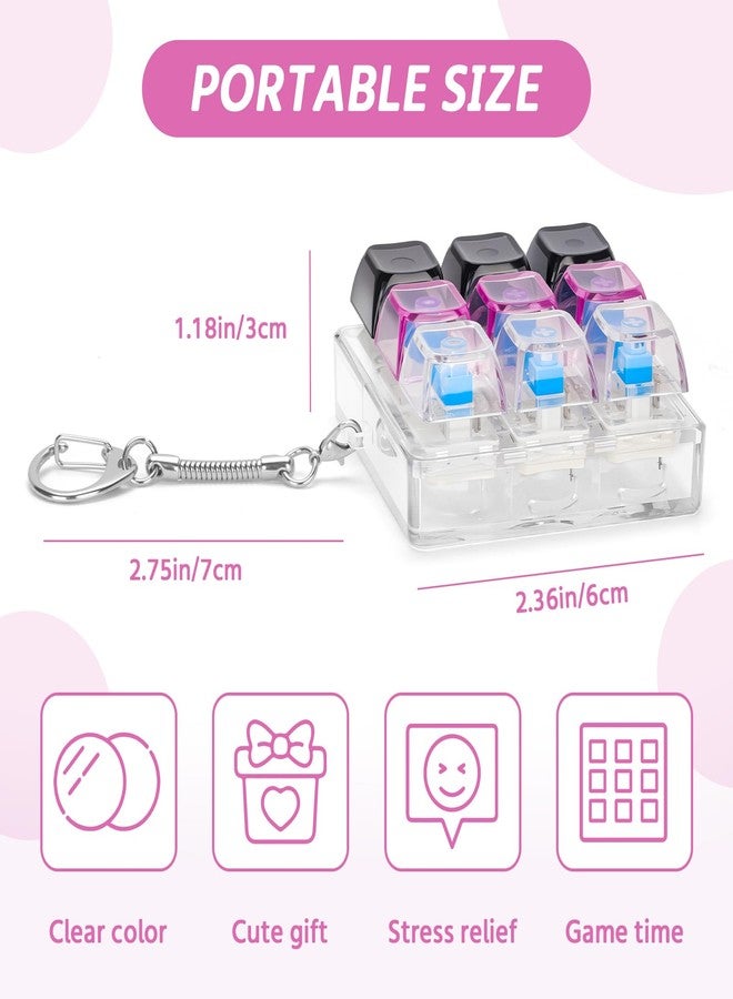HOMQYTE Transparent Keyboard Fidget Toys for Adults Keyboard Clicker Button Keychain Sensory Toy for Office Stress Relief Autism (9IN1-Style A) - Image 2